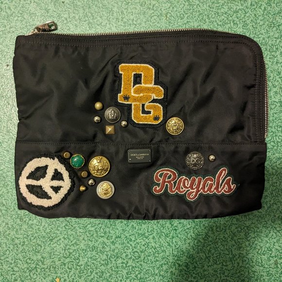 DOLCE & GABBANA Nylon clutch with patches and studs - Picture 2 of 7